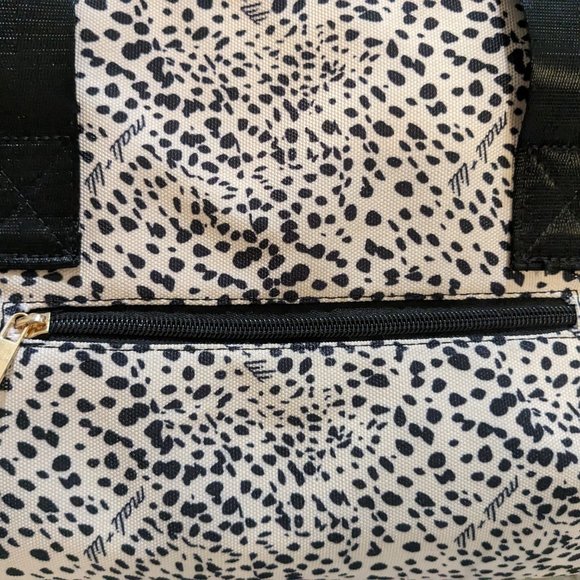 Mali & Lili Weekender Bag Black Cream Duffel Tote Leopard - Picture 2 of 4